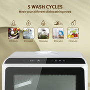 eklipt Table Top Dishwasher – Mini Countertop, 6 Programs, Built-In 5L Water Tank, Touch Control & Drying Cycle