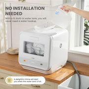 COMFEE’ Mini Table Top Dishwasher – 6+3 Programs, Steam Wash, Baby Care & Fruit Wash, Portable, No Plumbing