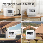 COMFEE’ Mini Table Top Dishwasher – 6+3 Programs, Steam Wash, Baby Care & Fruit Wash, Portable, No Plumbing
