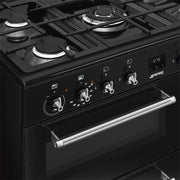 90cm Dual Fuel Range Cooker 61L Fan Convection Black