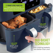 Vortx 8.5L Dual Basket Air Fryer With Dual Cook Function 2400W Midnight Blue Chrome