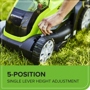 40V Cordless Lawn Mower, 35cm Cutting Width, 2×2Ah Batteries, Charger, 40L Grass Bag, 5 Cutting Heights