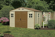 10 x 8 ft Outdoor Plastic Garden Storage Shed with Double Doors, Windows & Metal Foundation Kit