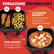 Dual Zone Air Fryer 8.5L 8-in-1 With Sync Cook Black