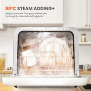 COMFEE’ Mini Table Top Dishwasher – 6+3 Programs, Steam Wash, Baby Care & Fruit Wash, Portable, No Plumbing