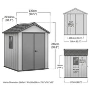 Newton 7’x7.5’ Plus Side Entry Plastic Shed Dark Grey