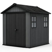 Newton 7’x7.5’ Plus Side Entry Plastic Shed Dark Grey