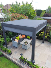 3m x 3m Square Aluminium Louvered Pergola – Grey