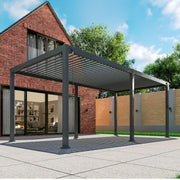 7.2m x 3.6m Rectangular Aluminium Louvered Pergola – Grey