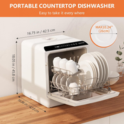 Mini Table Top Dishwasher – 6 Programs, Touch Control, Auto Drying, Baby Care & Fruit Wash